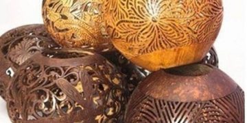Brass Broidered Coconut Shell Crafts of Kerala